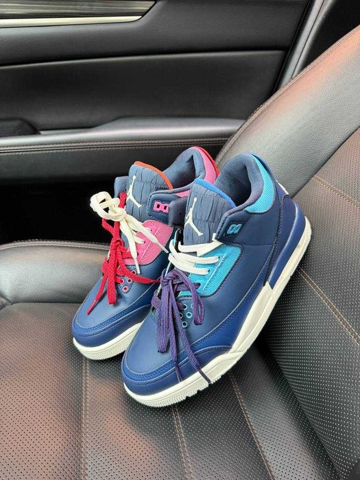 Чоловічі кросівки Nike Air Jordan 3 Retro "Sport Renaissance" Obsidian/Track Red/Chalk. Розміри 40-45