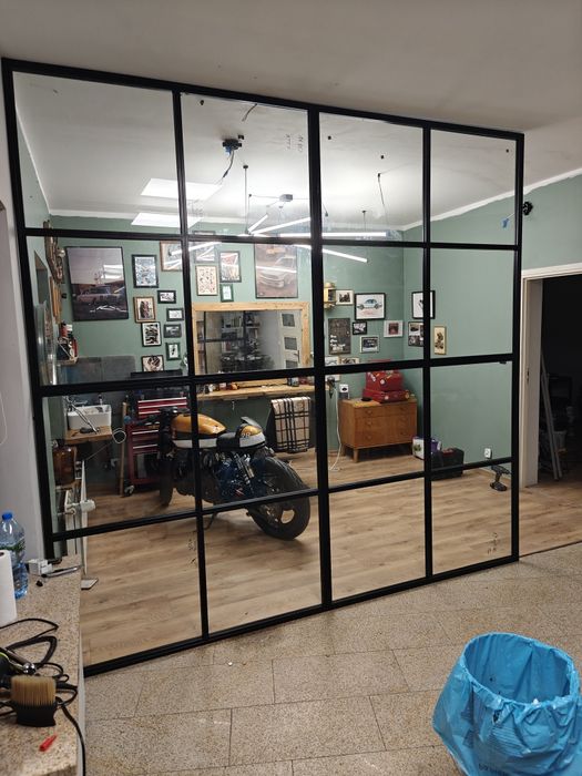 Ścianki loftowe metal + szkło na wymiar