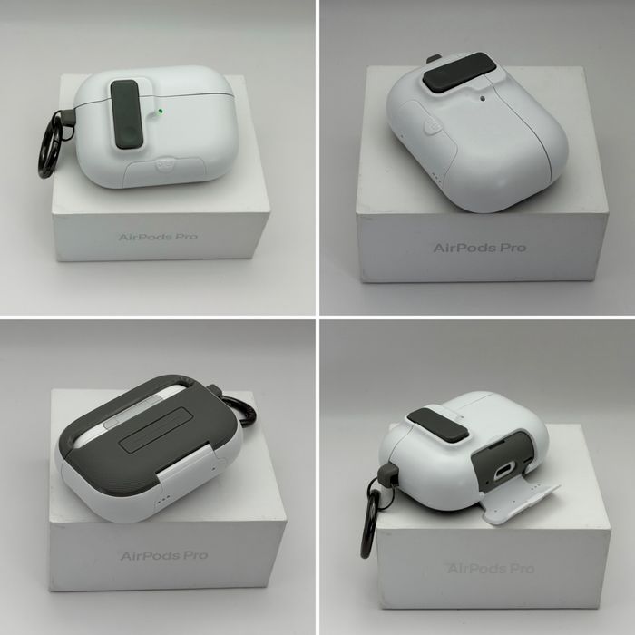 Чехол на AirPods Pro 3 Black, White, AirPods 4 White, противодарный, открывается автоматически кнопкой