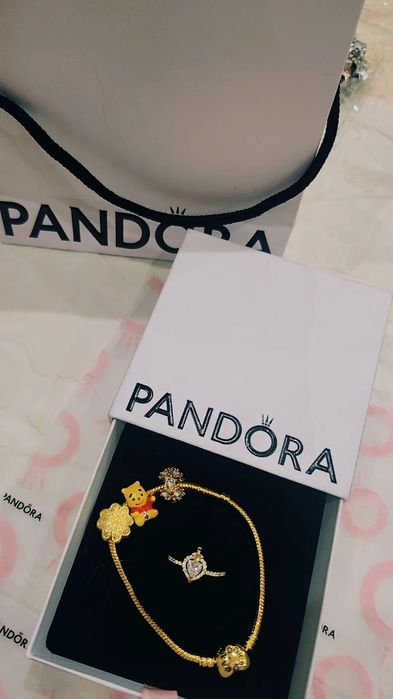 Conjunto de pandoras pulseira e anel