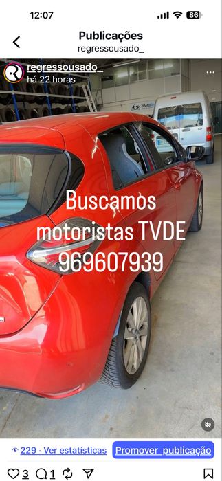 Aluguer de veiculos para mototistas TVDE