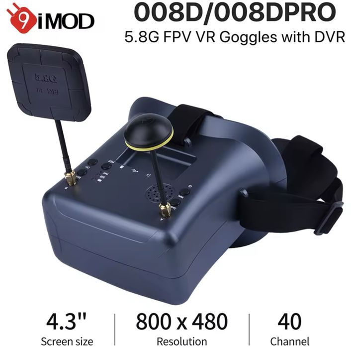Шлем для FPV дрона с аккумулятором 008D 5.4G, DVR, 40 каналов