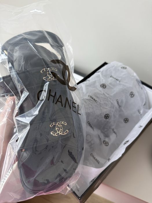 Босоніжки CHANEL black шкіра преміум