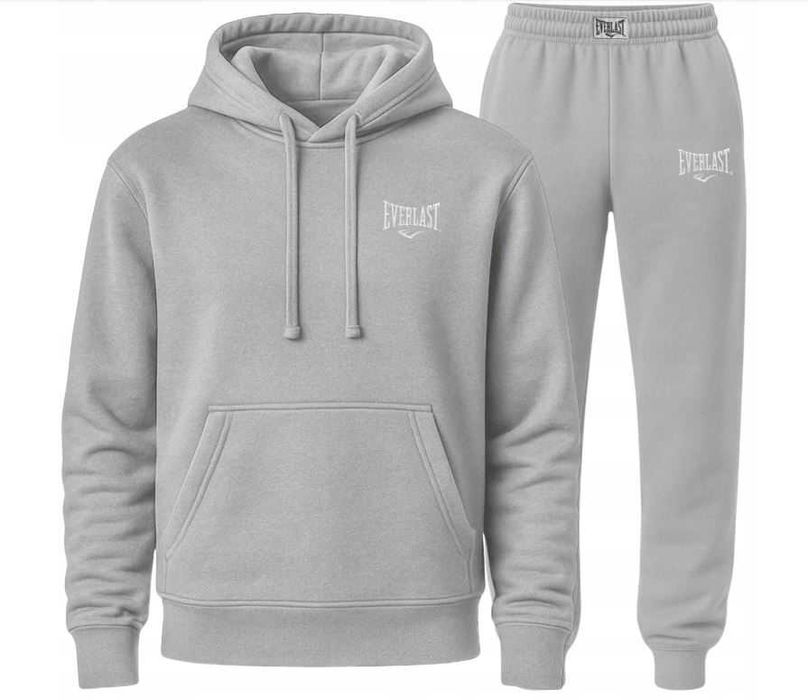 Everlast dres męski komplet dresowy spodnie bluza bawełna L POPIEL SZARY