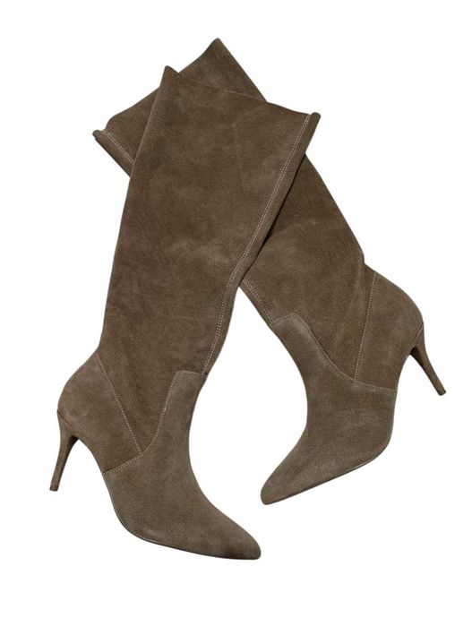 Стильні чоботи до коліна натуральна замша