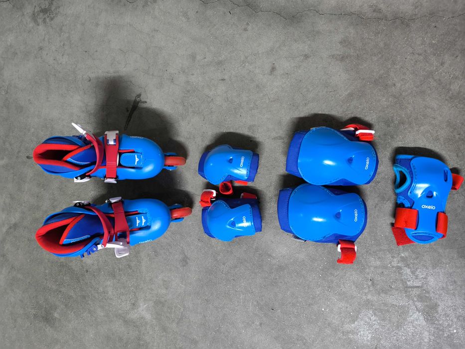 Patins em linha decatlon criança + acessórios