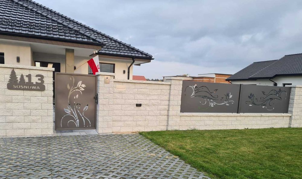 Ogrodzenie panelowe 3D przęsło ozdobne stalowe wizualizacja laser CNC