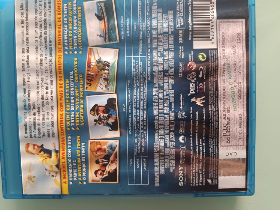 Blu-ray Tintim o segredo de licorne