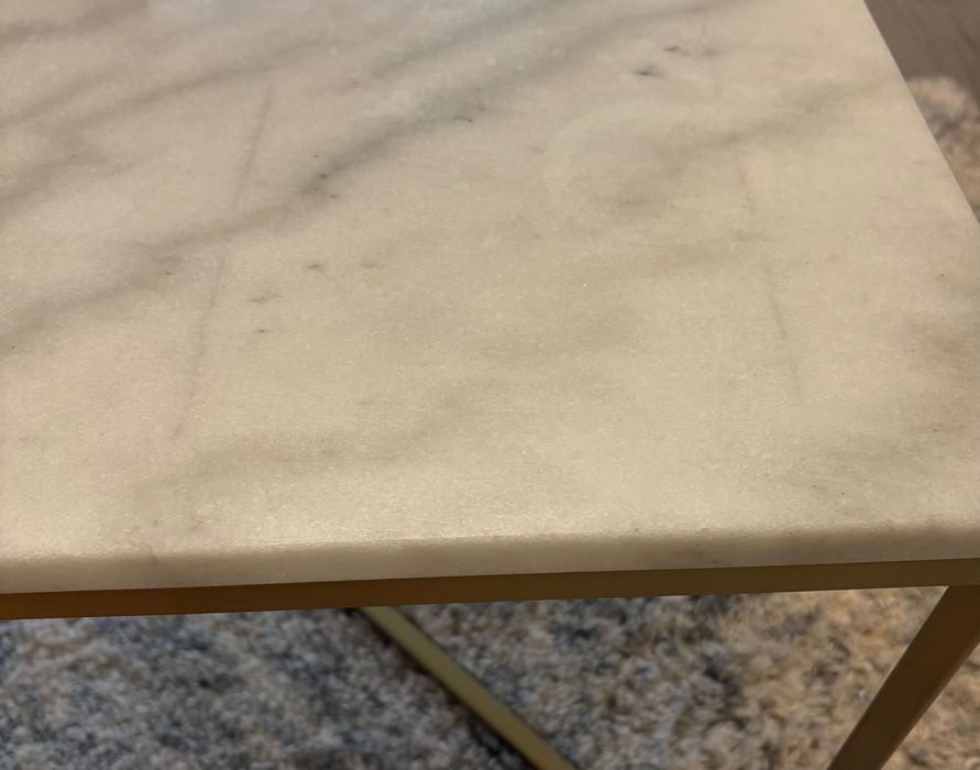 Stolik kawowy 80 cm szkło hartowane marmur