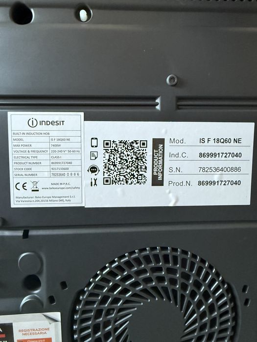 Placa de Indução INDESIT IS F 18Q60 NE (Elétrica - 59 cm - Preto)