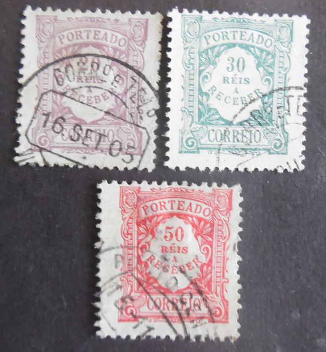 Selos Portuga 1904- Porteado valor em reis incompleto usados