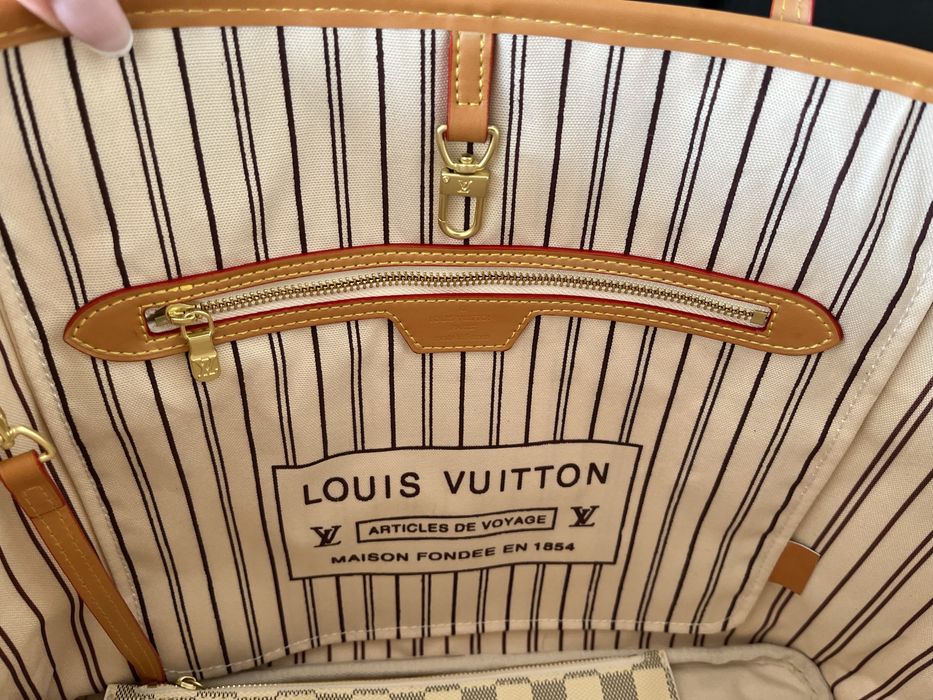 Torba z logo LV monogram neverfull damier azur