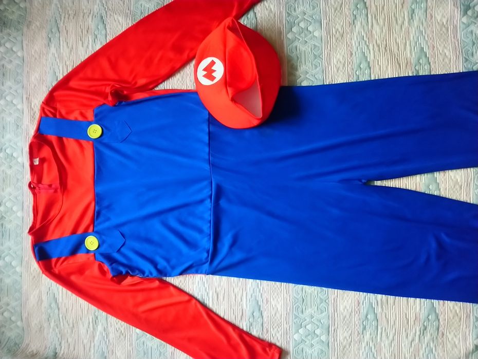 Карнавальний костюм косплей Супер Маріо Super Mario M розмір з кепкою