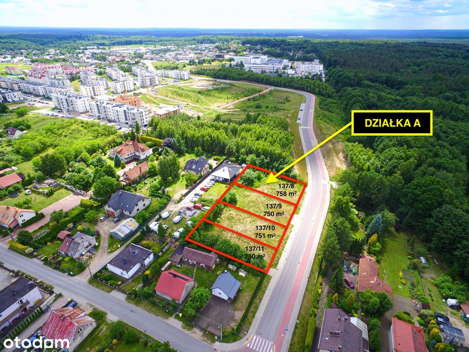 Działka A | 758 m² | Dom, bliźniak lub inwestycja | MPZP | KOŚCIERZYNA