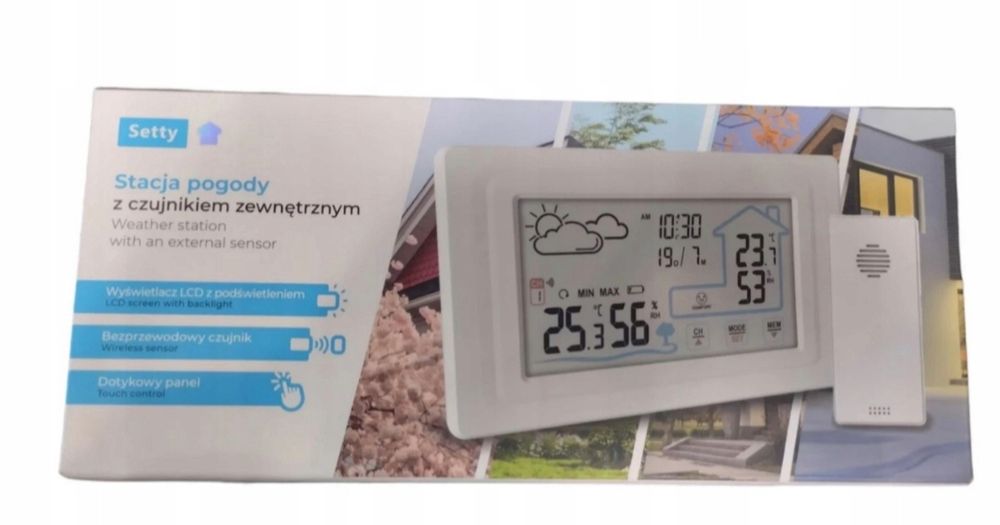 Stacja pogody z czujnikiem zewnętrznym Setty LCD Pomiar