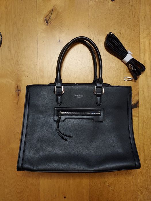 Elegancka damska torba torebka shopperka duża czarna David Jones Paris