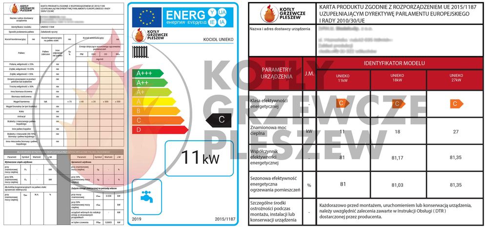 Kotły węglowe UNIEKO 11 kW piec, kocioł 5 KLASA ECODESIGN