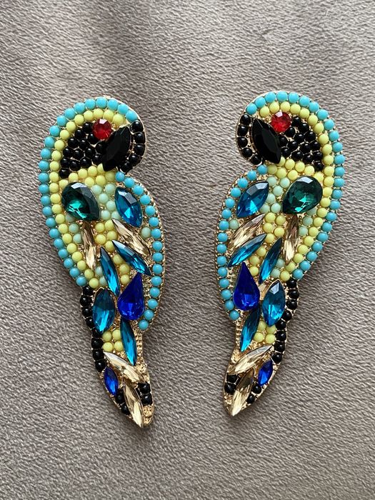 Verao 2021 | Brincos Passaro Papagaio azul e verde (novos)