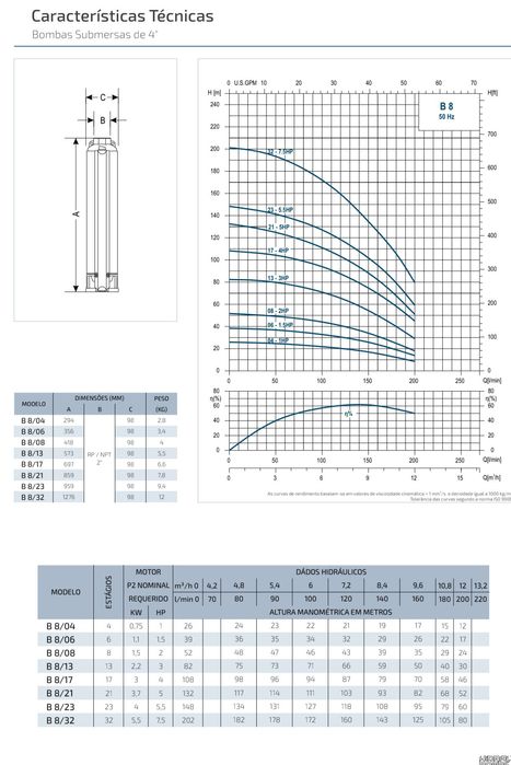 Bomba HIDRAL B 8/13  Trifásica 3HP 12m3/h