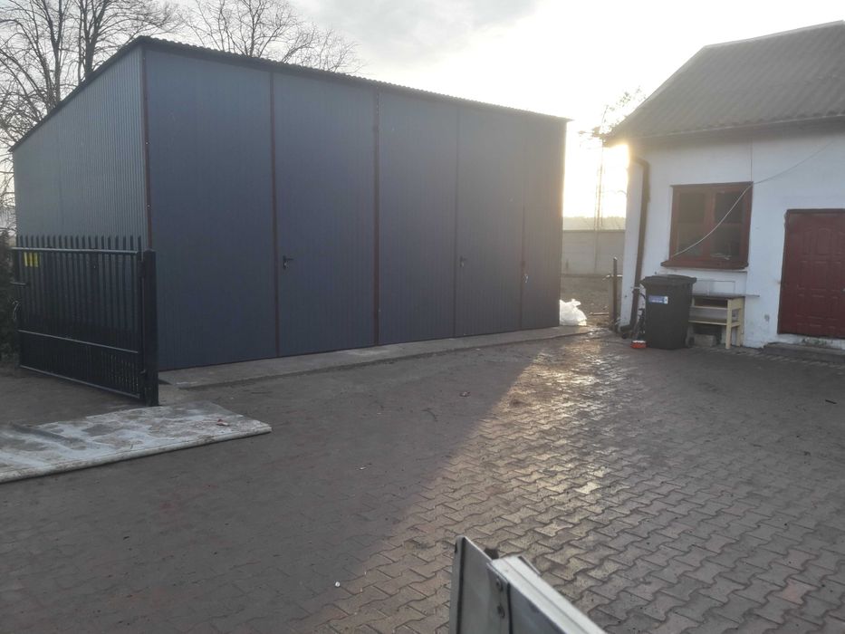 Garaż blaszany 7x6 - Bramy Uchylne - Drewnopodobny - WIATA - GRZYWSTAL