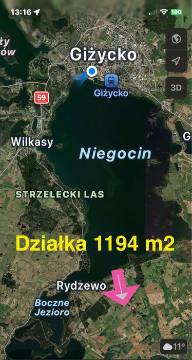 Działka Mazury 1194 m2 z wdanymi warunkami zabudowy