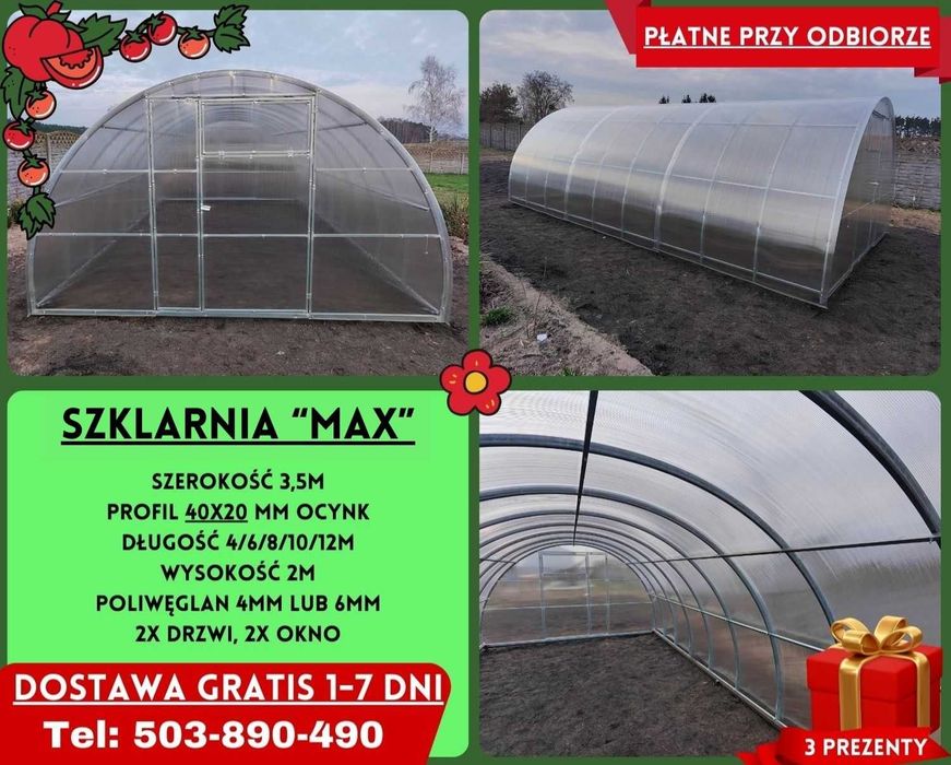 Szklarnia Ogrodowa 3x4m poliwęglan 4/6 mm Sprzedam Gratisy Jędrzejów