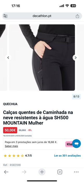 Calças quentes de Caminhada na neve Mulher Decathlon tam S
