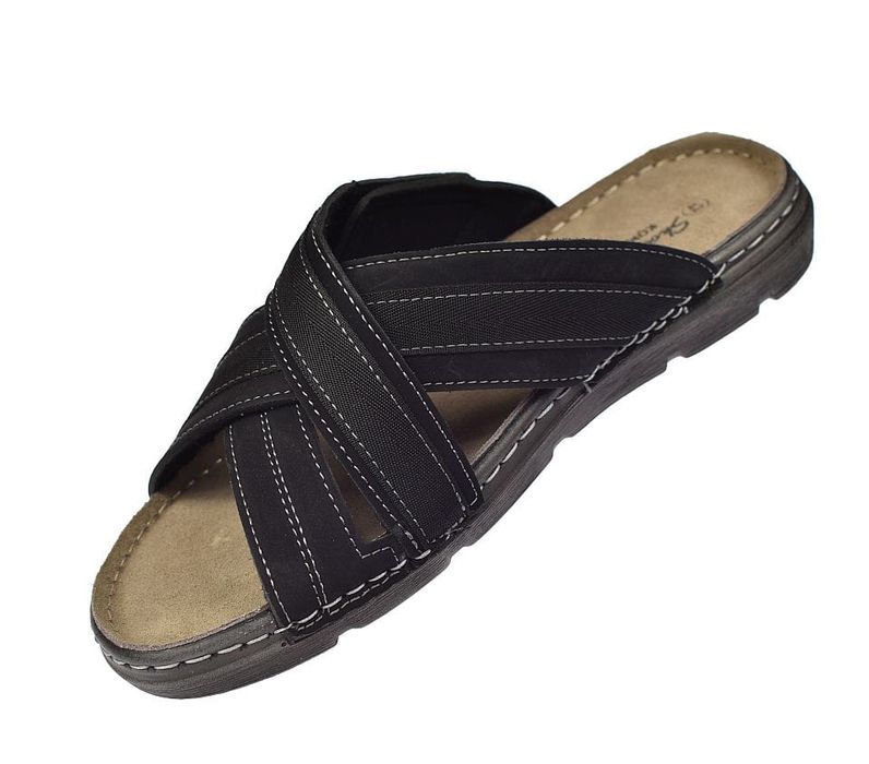 Klapki skórzane męskie sandały komfort KL-4-1293 BK roz. 44