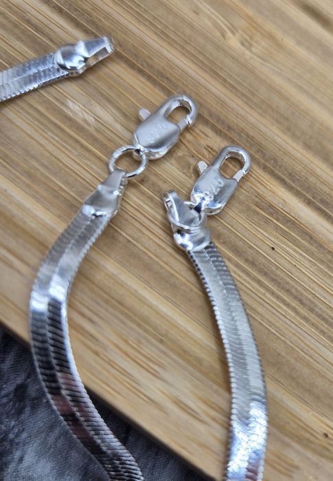 Zestaw Biżuterii Łańcuszek i Bransoletka Żmijka  Platerowane 925