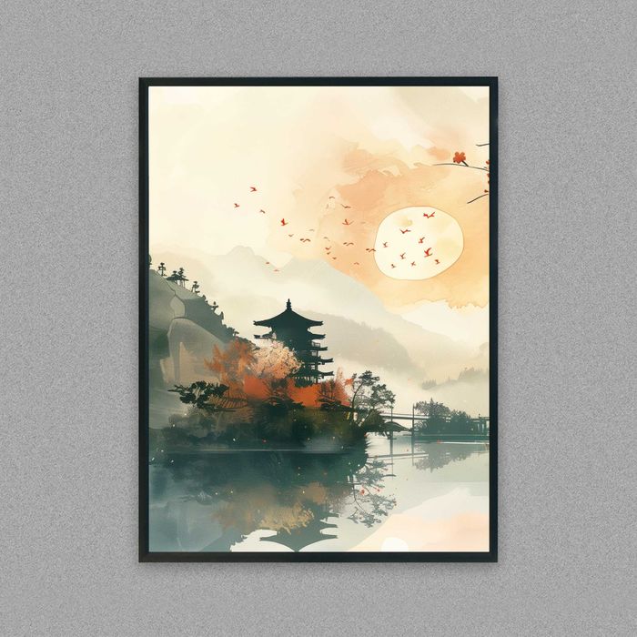 plakat krajobraz japoński, obraz japoński do salonu, plakat japonia
