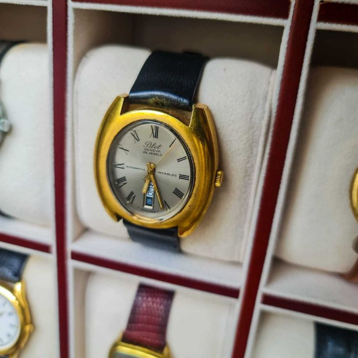 Relógio Autom. Vintage Pilot Genève –25 Jewels – Incabloc – Swiss Made