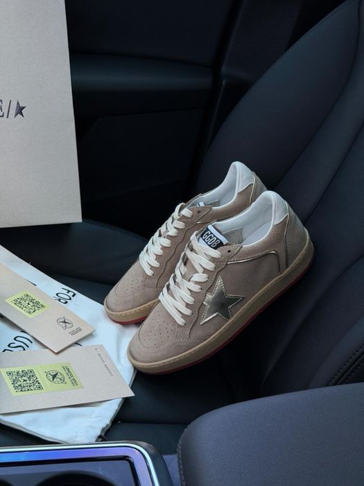 Повний комплект! Жіночі кросівки Golden Goose Suede Ball Star Sneakers Beige голден гус бежеві