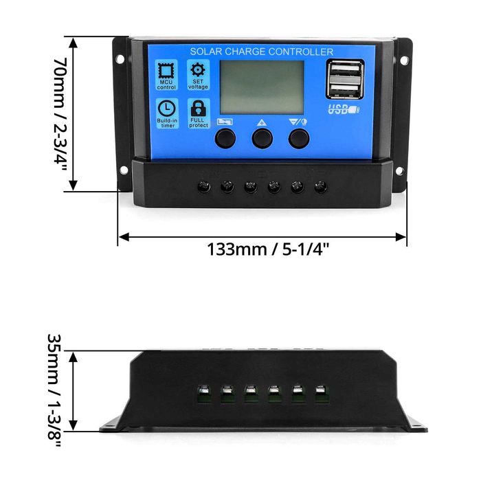 Solarny Regulator ładowania 30A 12V/24V kontroler do panel słonecznych