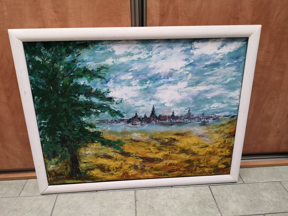 Obraz pejzaż krajobraz obraz w Białej ramię Duży