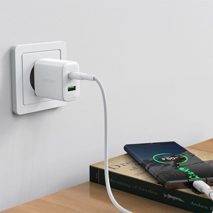 Acefast ładowarka sieciowa USB Typ C / USB 20W, PPS, PD, QC 3.0, AFC,