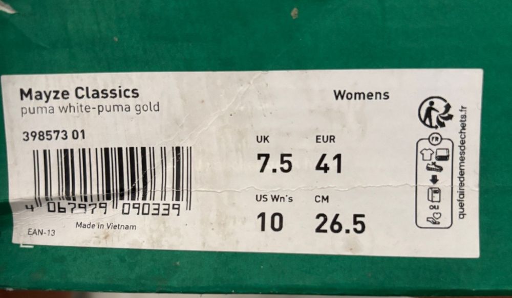 Ténis Puma Mayze Classics Feminino Branco Dourado Novo Original