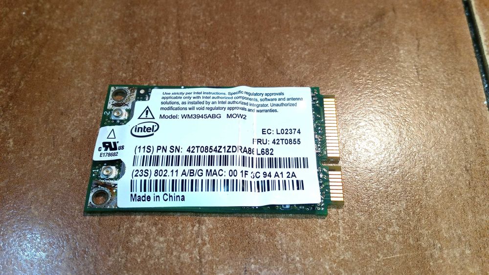 Karta WiFi Intel Anatel miniPCI-E WLAN WM3945ABG