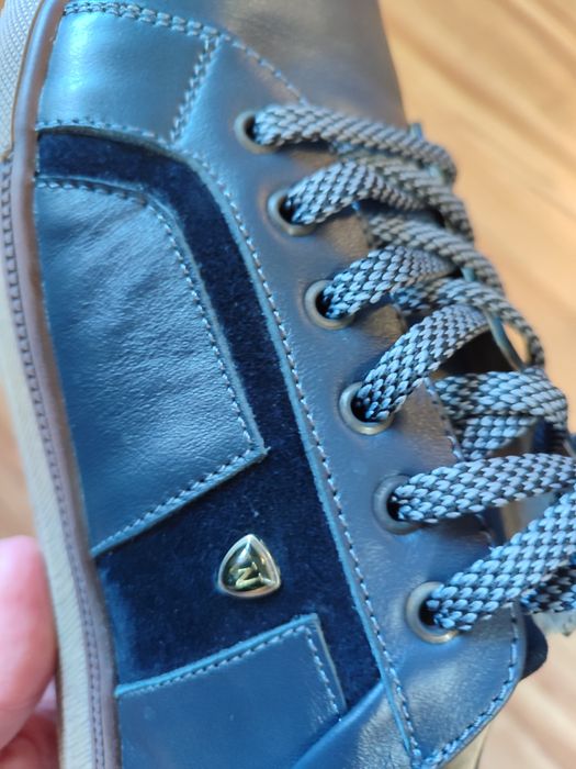 Сині шкіряні кеди, 25 см (як нові)