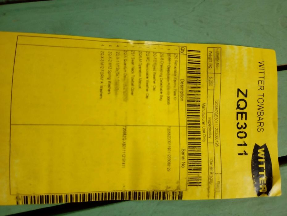 Barra e Gancho de Reboque