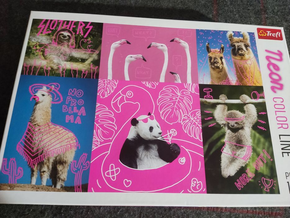 Puzzle Trefl 1000 elementów lama alpaka szalone zwierzaki neon