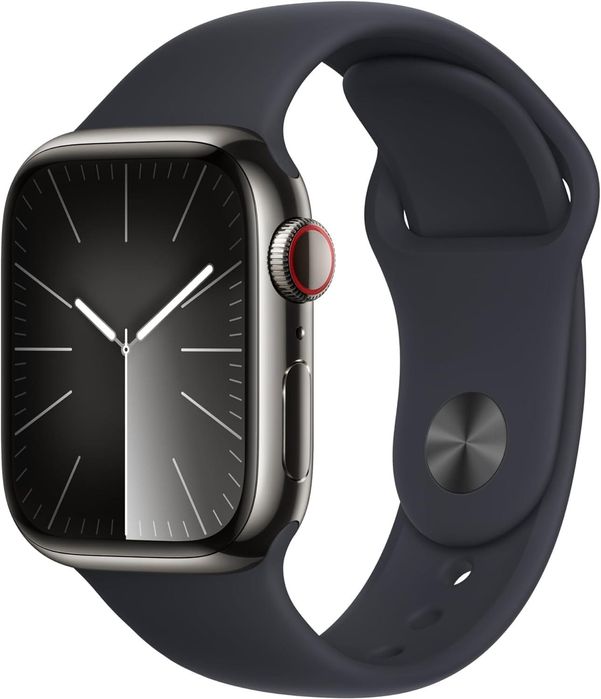 Nowy! Apple Watch 9 GPS Cellular LTE 41 mm Stal mocny grafit graphite stainless steel Stalowy sapphire szafir komplet Nowy!