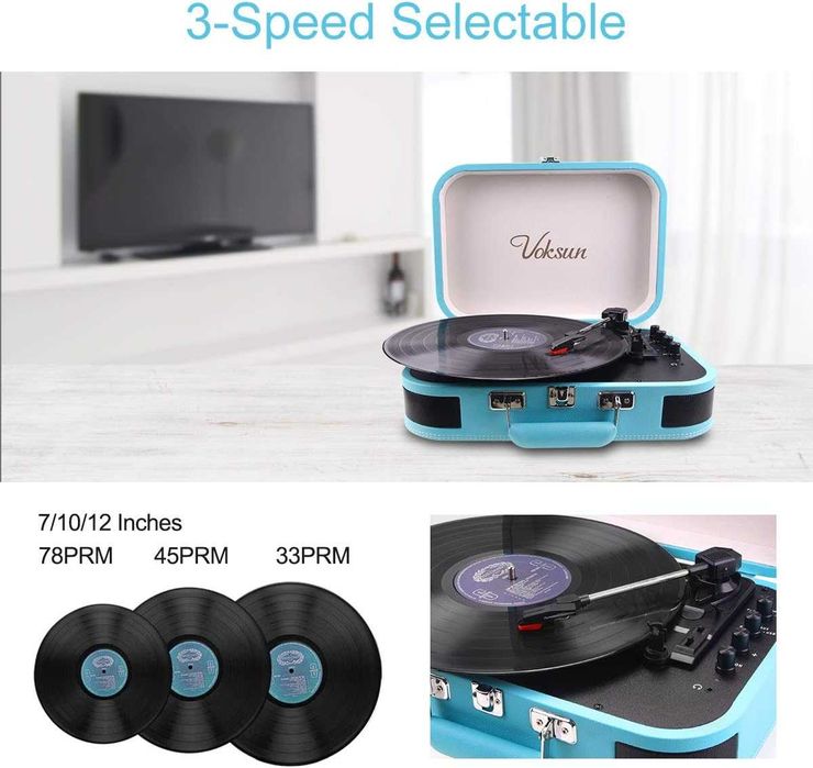 PIĘKNY GRAMOFON w Walizce RETRO z LAT 50-tych! Bluetooth USB -nowy gw.