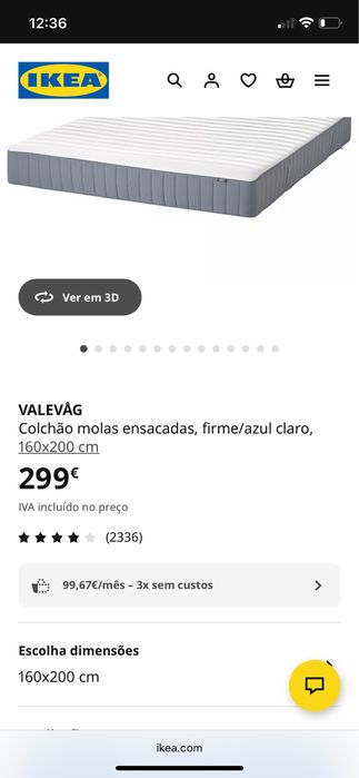 Colchão molas enrascadas firme Valevag