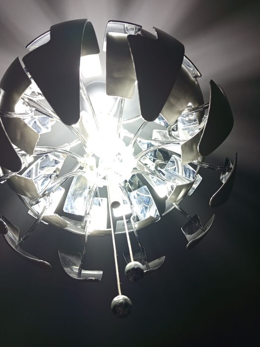 Candeeiro suspenso, branco/prateado, 35 cm