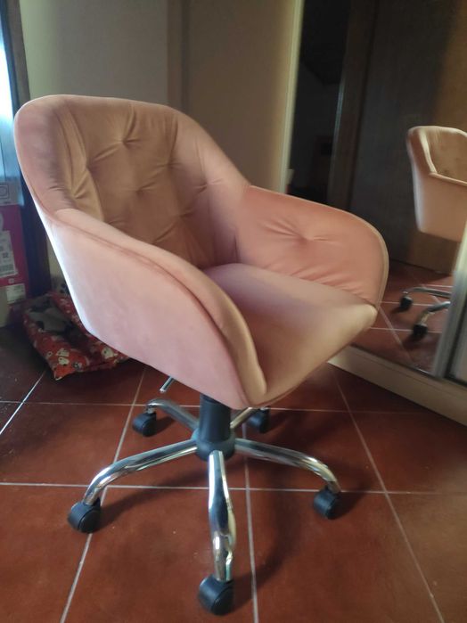 Cadeira de escritório MIA veludo rosa velho NOVA