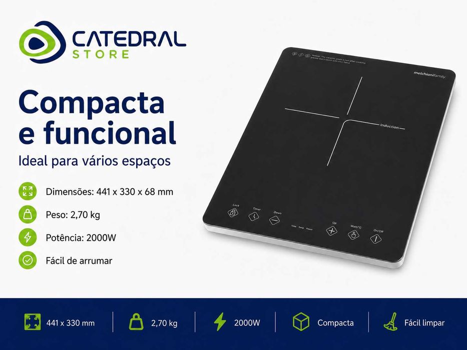 Placa de Indução Vitrocerâmica 2000W MelchioniFamily