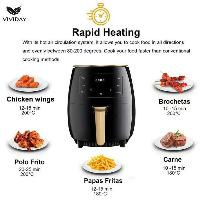 NOVO - AirFryer para Cozinha 4,5L 1400w