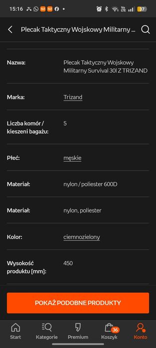 Plecak taktyczny 30 l nowy