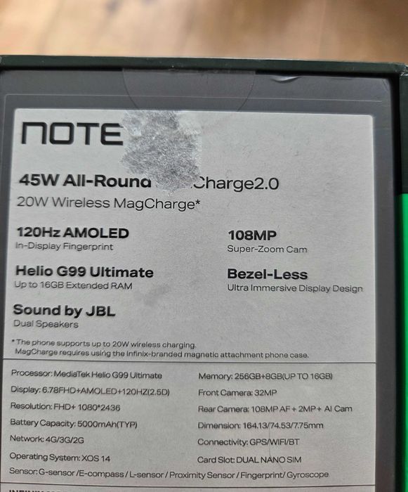 INFINIX Note 40 8/256GB 6.78"