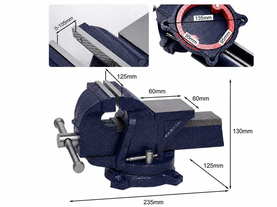 Imadło ślusarskie 125 mm OBROTOWY KORPUS !GWARANCJA!